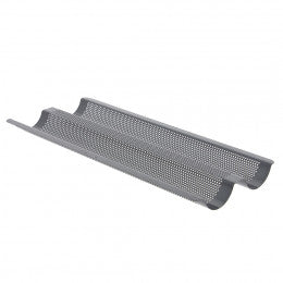 Non-stick steel Baking tray for 2 baguettes, perforated