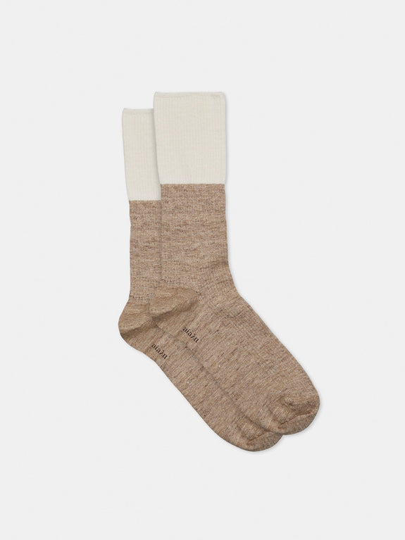 Linen Rib Socks - mix linen