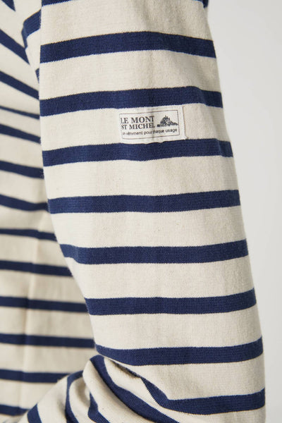 T-SHIRT STRIPED LONG SLEEVE - off white / navy